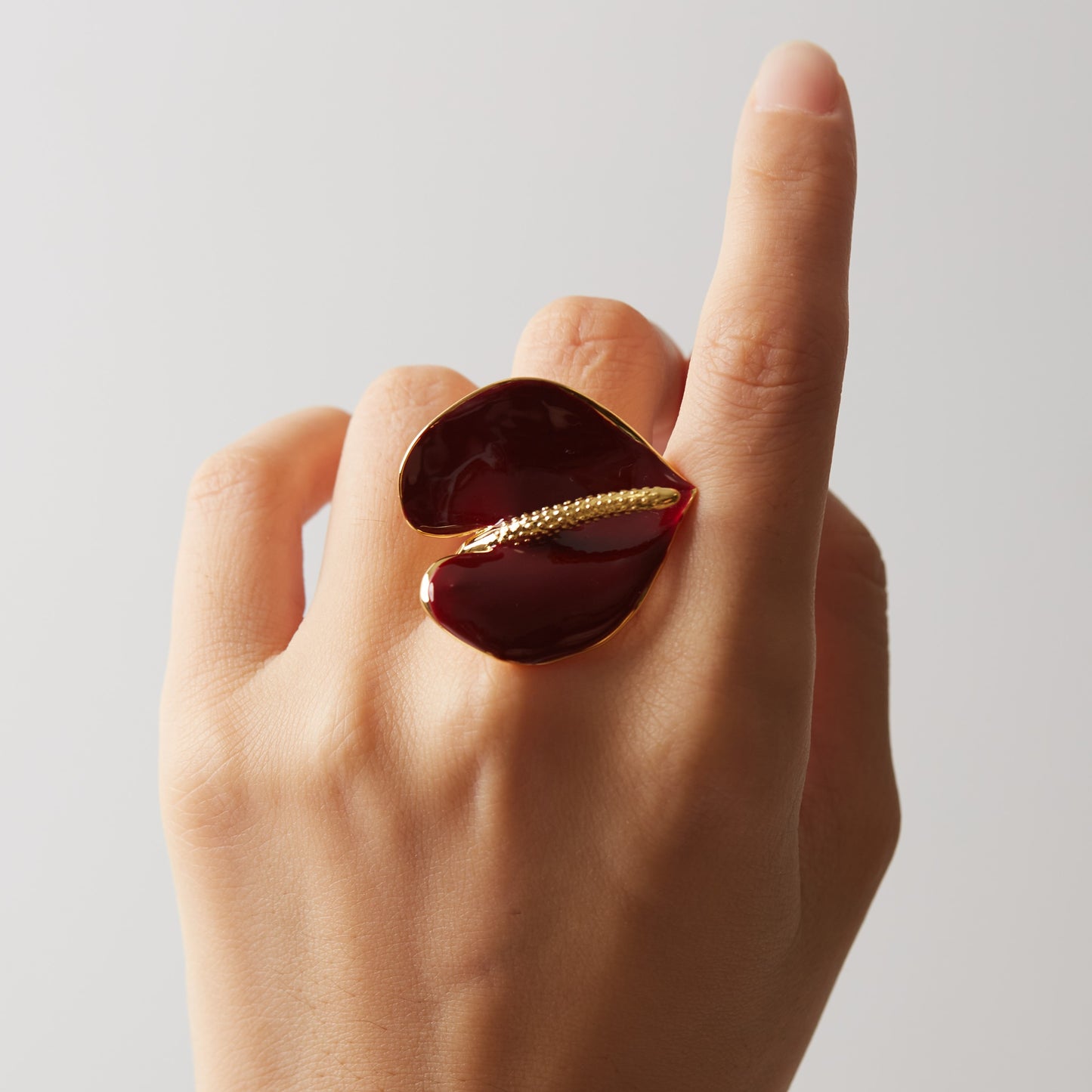 Flamingo Lacquer Ring - Gold-Plated Ring