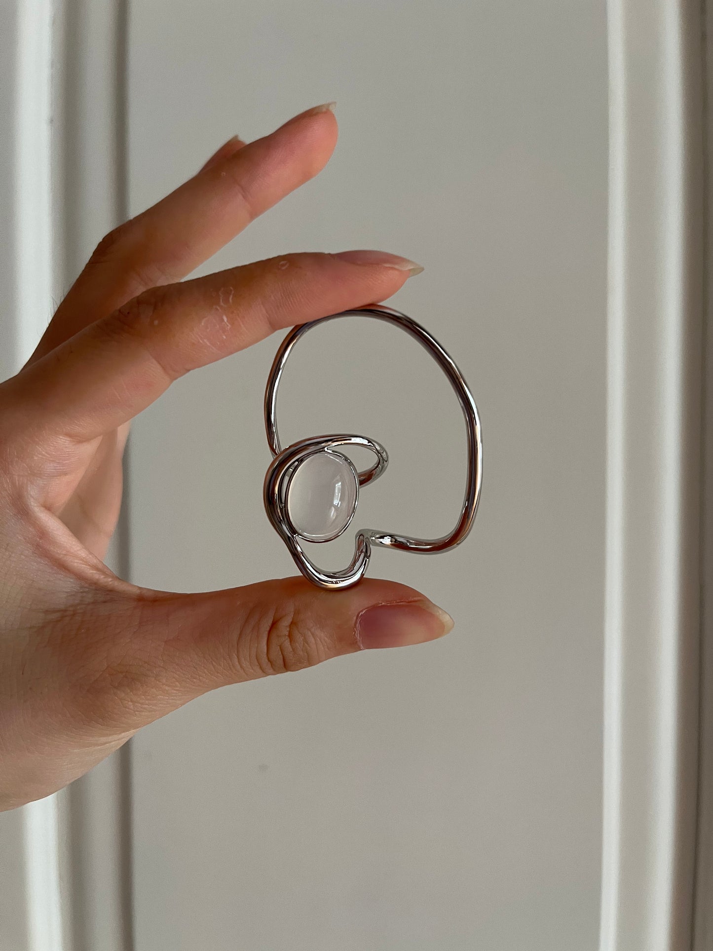 Double Loop Jade Ring