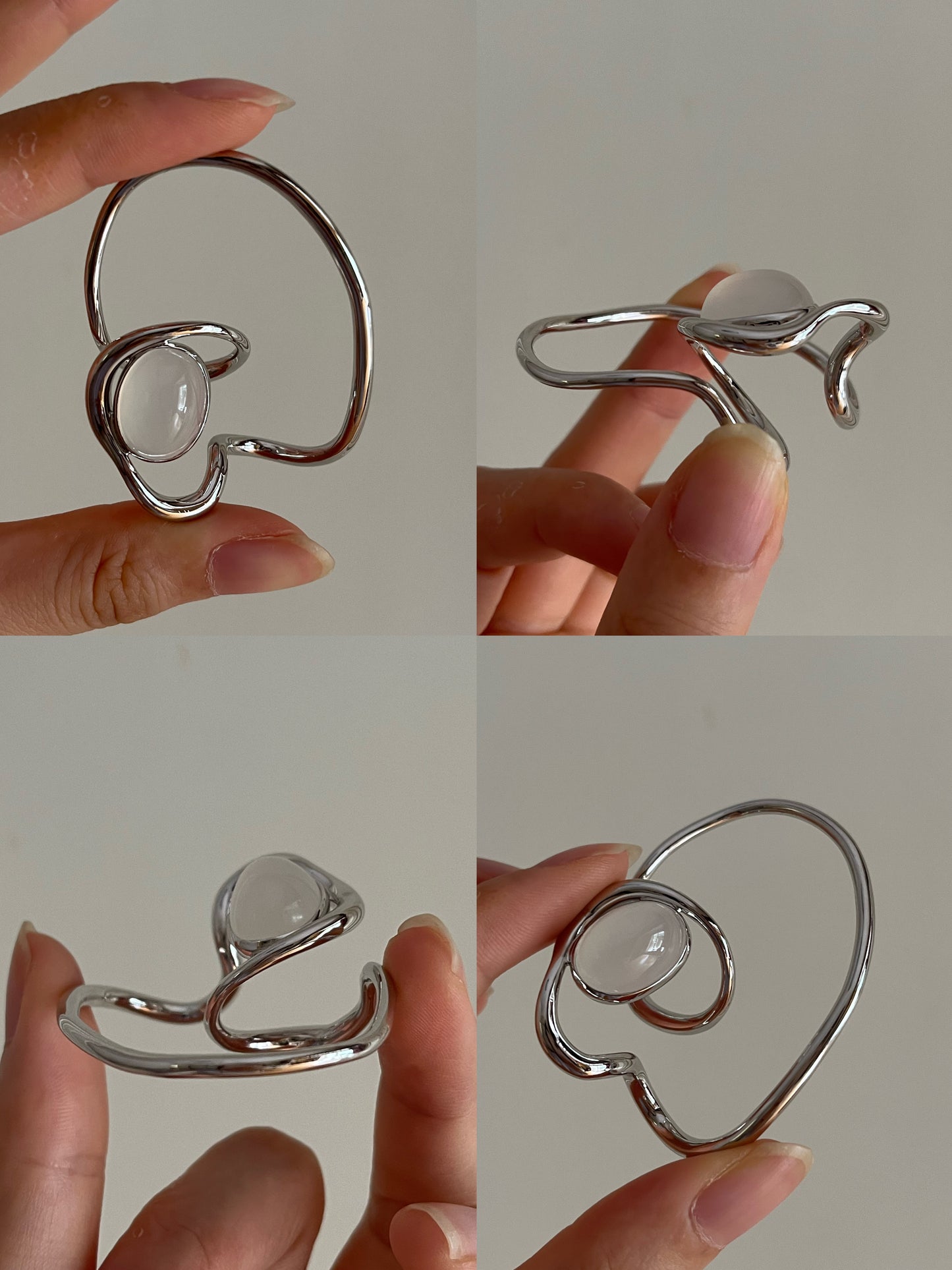 Double Loop Jade Ring