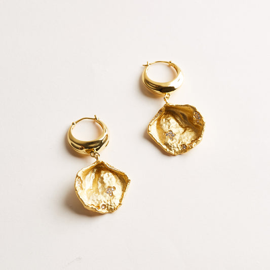 Dusty Petal - Gold Vermeil Ear-Drops / Pair